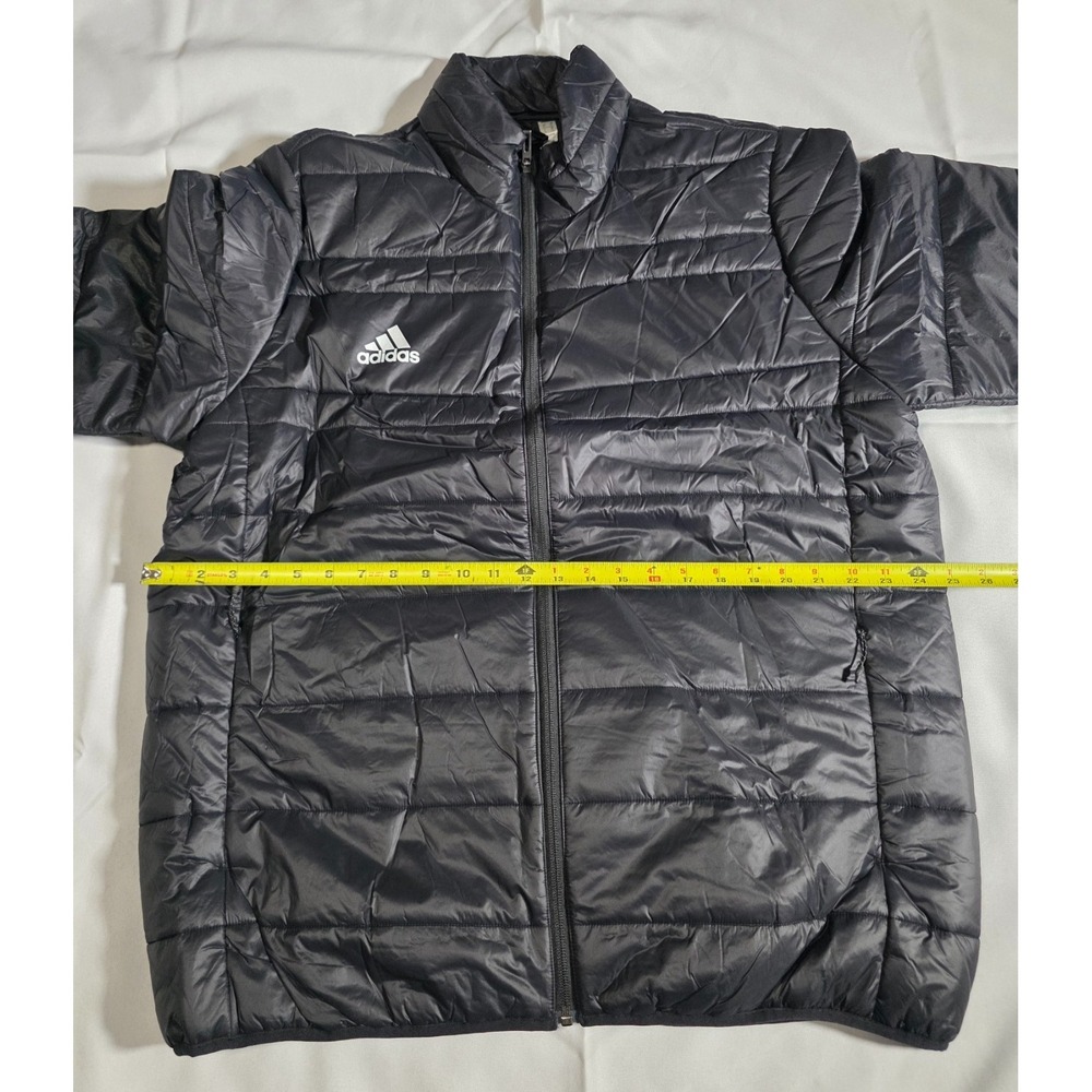Adidas Men's XL Black Lightweight Puffer Jacket Full Zip Quilted - Picture 5 of 8